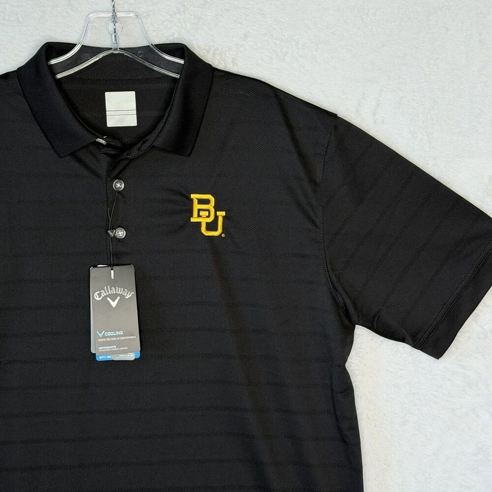 NEW Callaway Opti-Dri Cooling Men's L Black Golf Polo Baylor University Logo